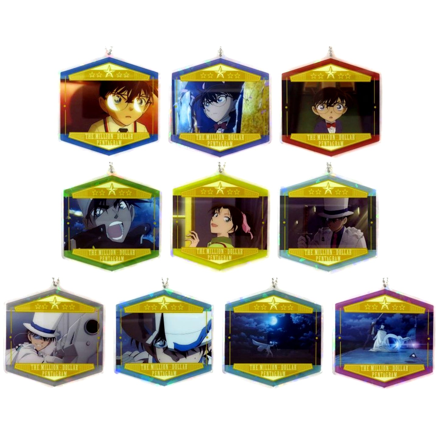 Set of 10 Detective Conan Glitter Acrylic Keychain EX The Million-dollar Pentagram [USED]