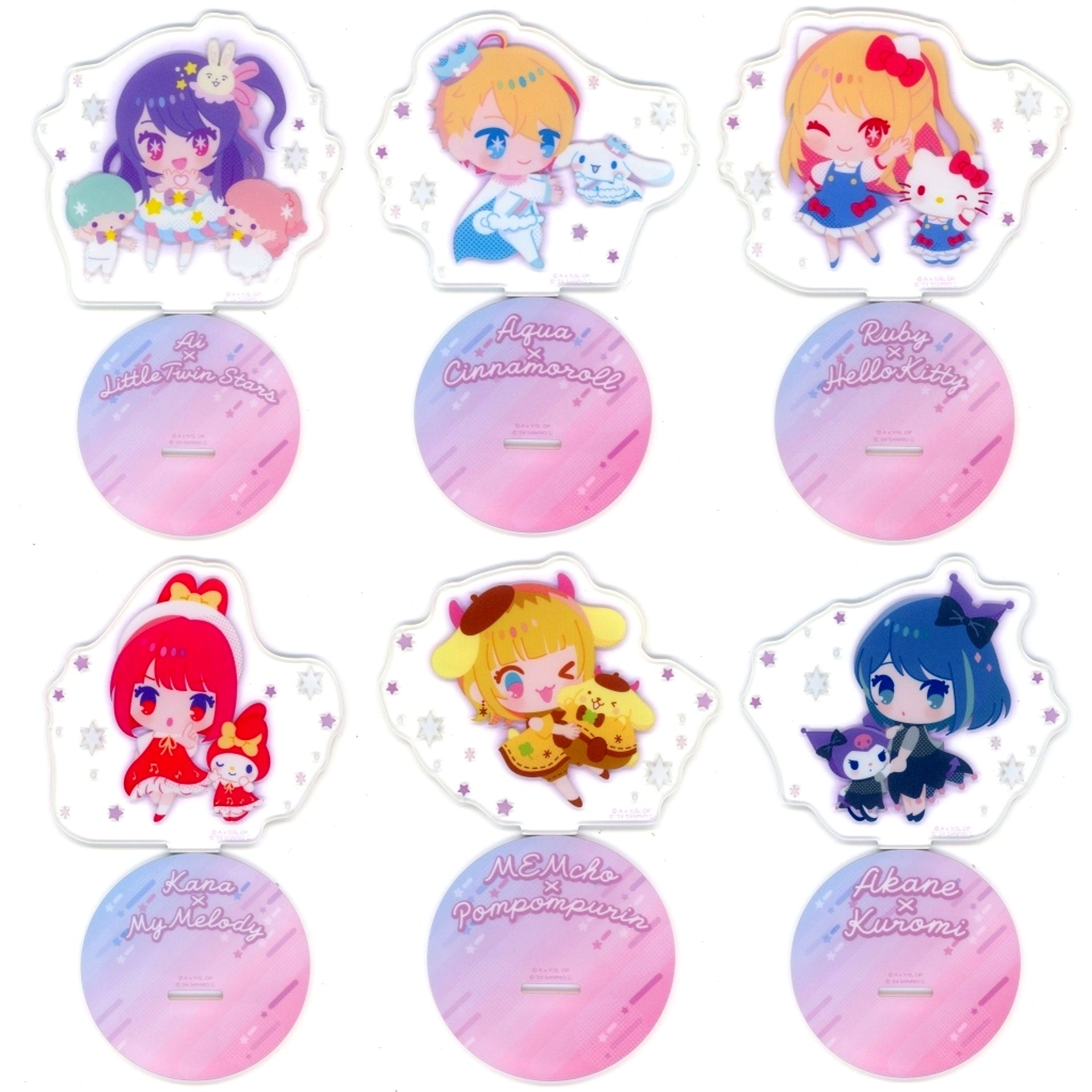 Set of 6 Oshi no Ko x Sanrio Characters Acrylic Stand [USED]