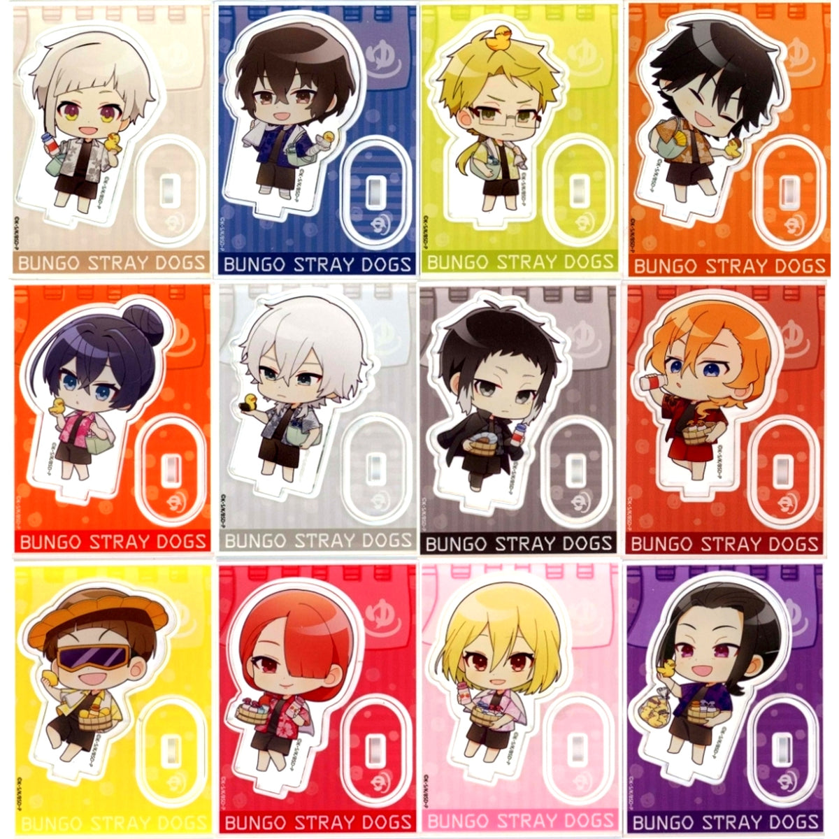 Set of 12 Bungo Stray Dogs x Gokurakuyu RAKU SPA Welcome to Public Bath Port Mafia Rest Edition Trading Acrylic Stand [USED]