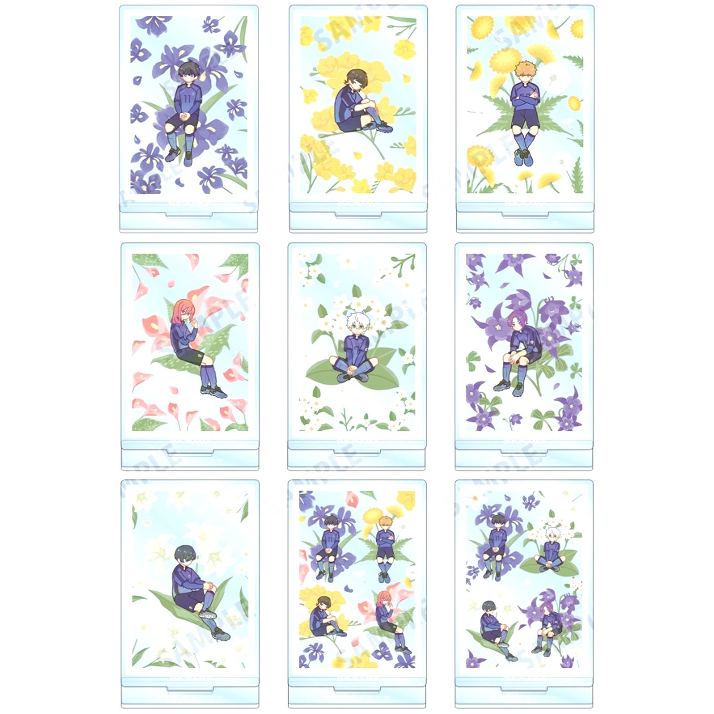Set of 9 Blue Lock Trading Botania Acrylic Stand [USED]