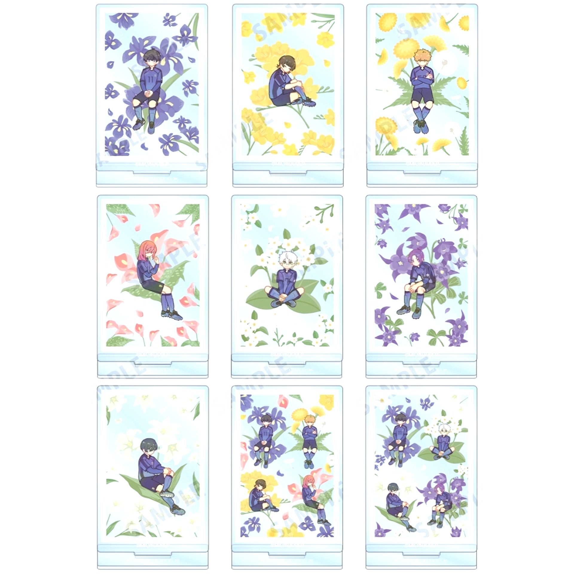 Set of 9 Blue Lock Trading Botania Acrylic Stand [USED]