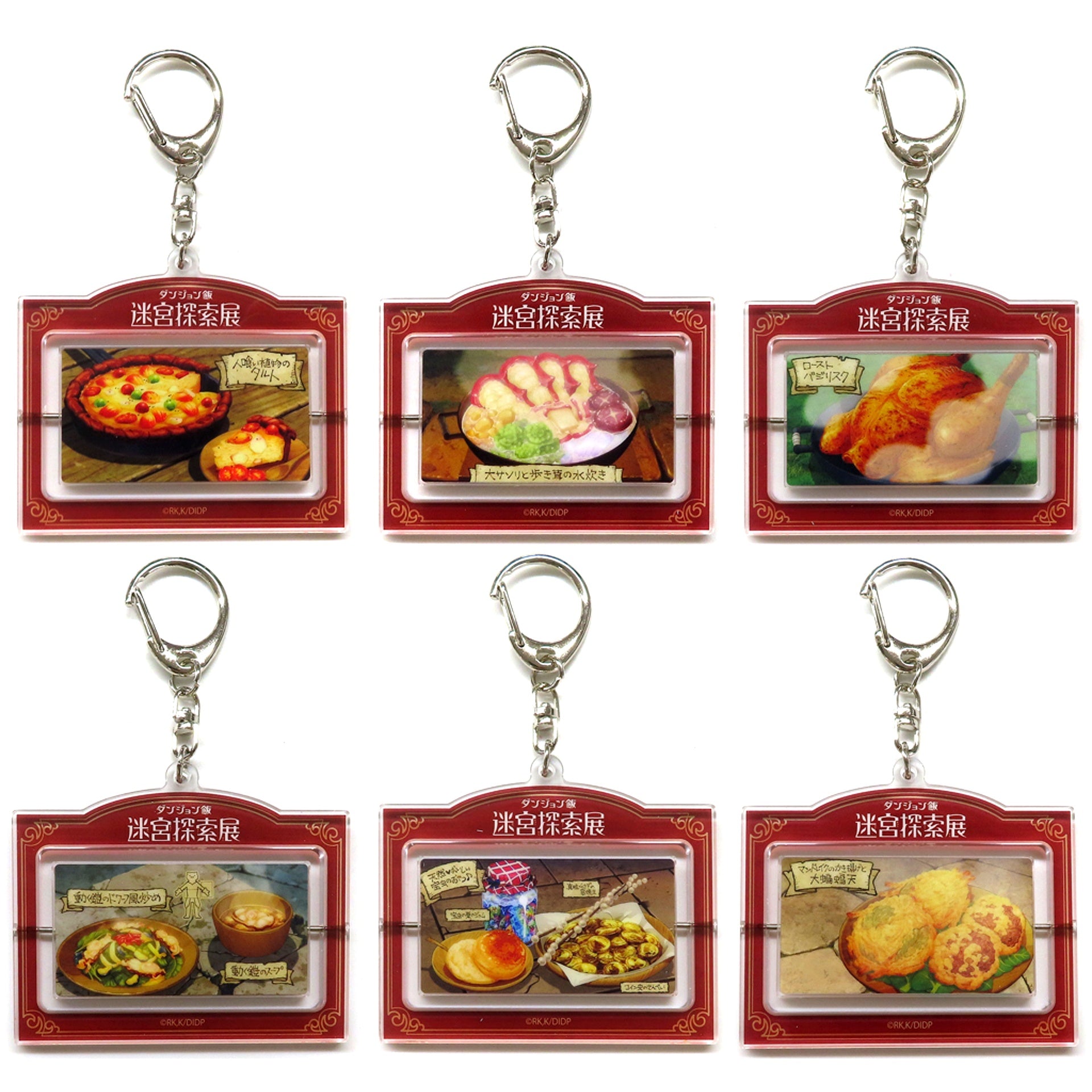 Set of 6 Delicious in Dungeon Trading Rotating Acrylic Keychain Labyrinth Exploration Exhibition [USED]