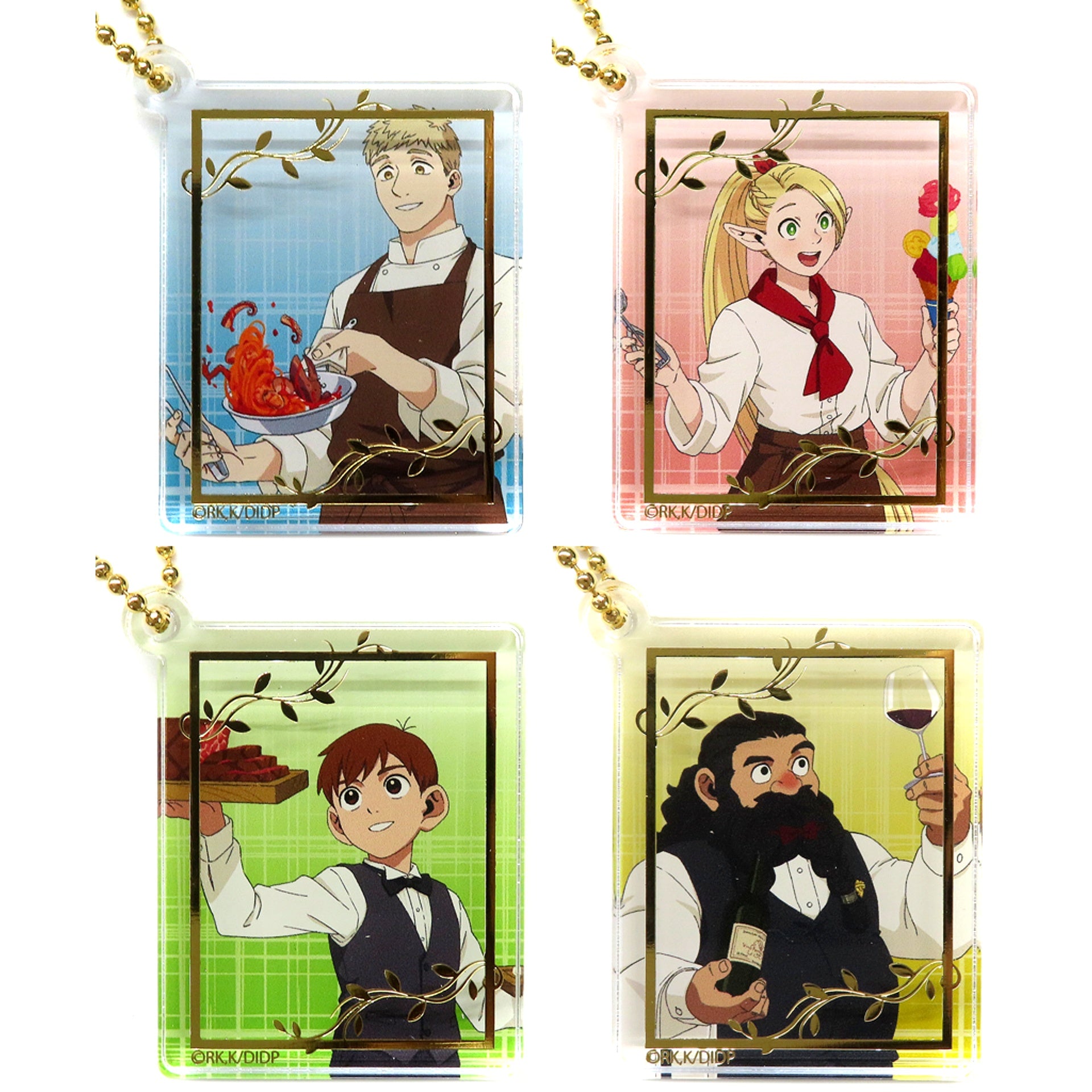 Set of 4 Delicious in Dungeon Trading Foil Stamped Keychain Labyrinth Exploration Exhibition [USED]
