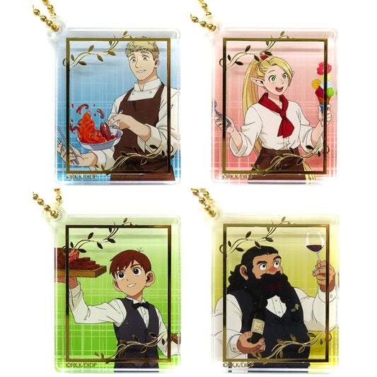 Set of 4 Delicious in Dungeon Trading Foil Stamped Keychain Labyrinth Exploration Exhibition [USED]