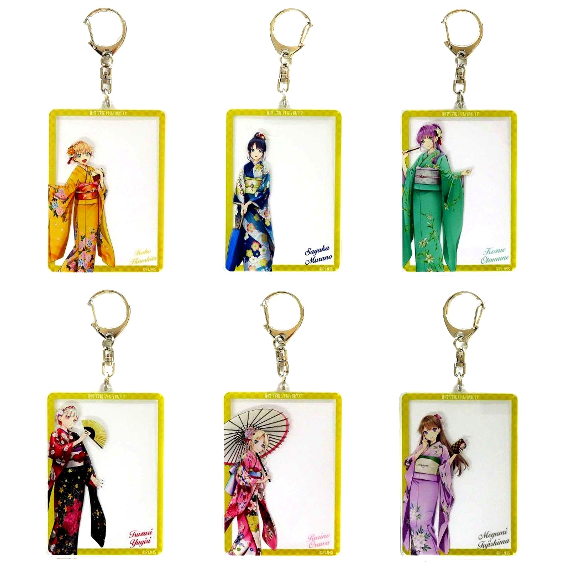 Set of 6 Ishikawa Prefecture x Love Live! Hasunosora Girls High School Idol Club 2nd Kaga Yuzen Collabo Kaga Yuzen Illustration Trading Acrylic Keychain [USED]