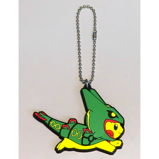Pikachu and Rayquaza Running Pokemon Rubber Keychain Collection Rayquaza Poncho Pikachu Pokemon Center Ltd [USED]