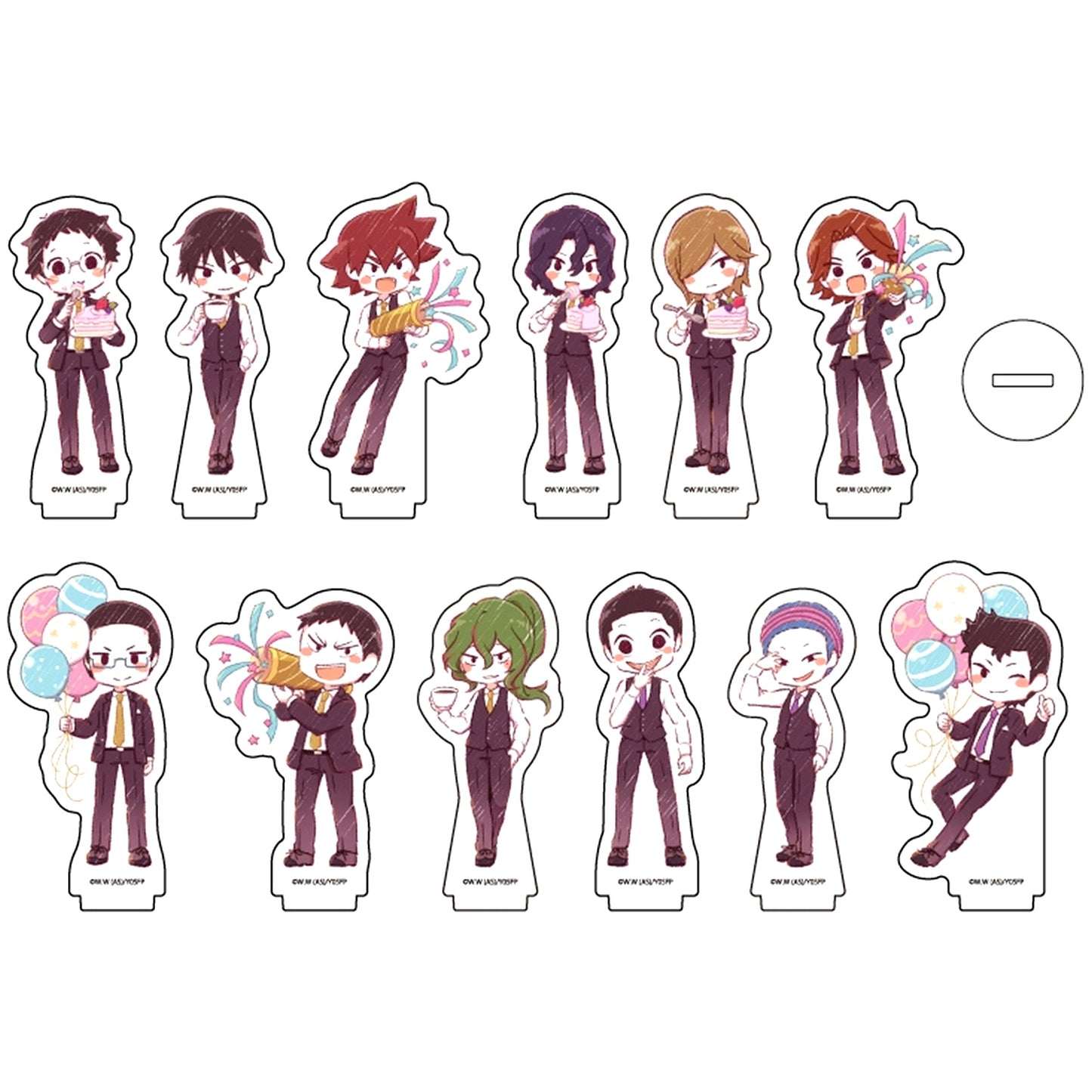 Set of 12 Yowamushi Pedal Limit Break Acrylic Petit Stand 12. Party Ver. GraffArt Illustration [USED]