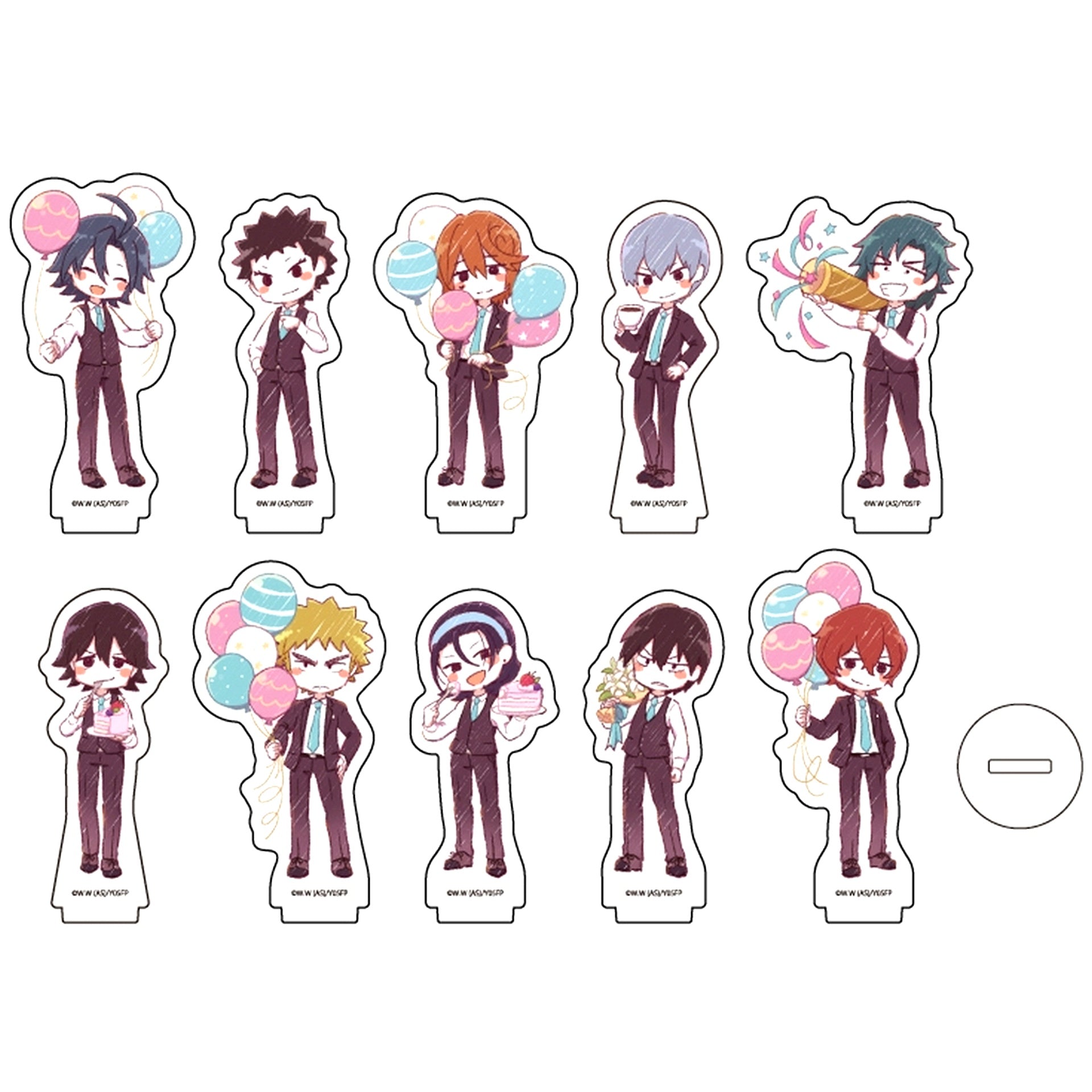 Set of 10 Yowamushi Pedal Limit Break Acrylic Petit Stand 13. Party Ver. GraffArt Illustration [USED]