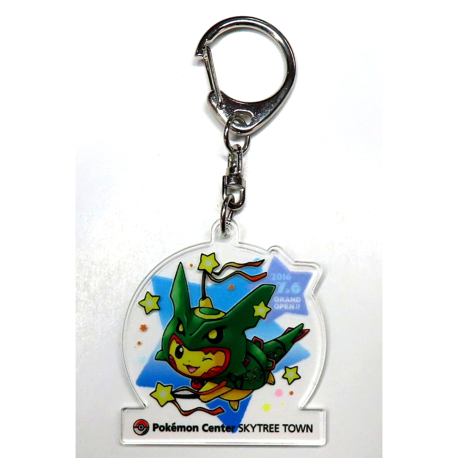Pikachu Rayquaza Pokemon Acrylic Keychain Pokemon Center Ltd [USED]