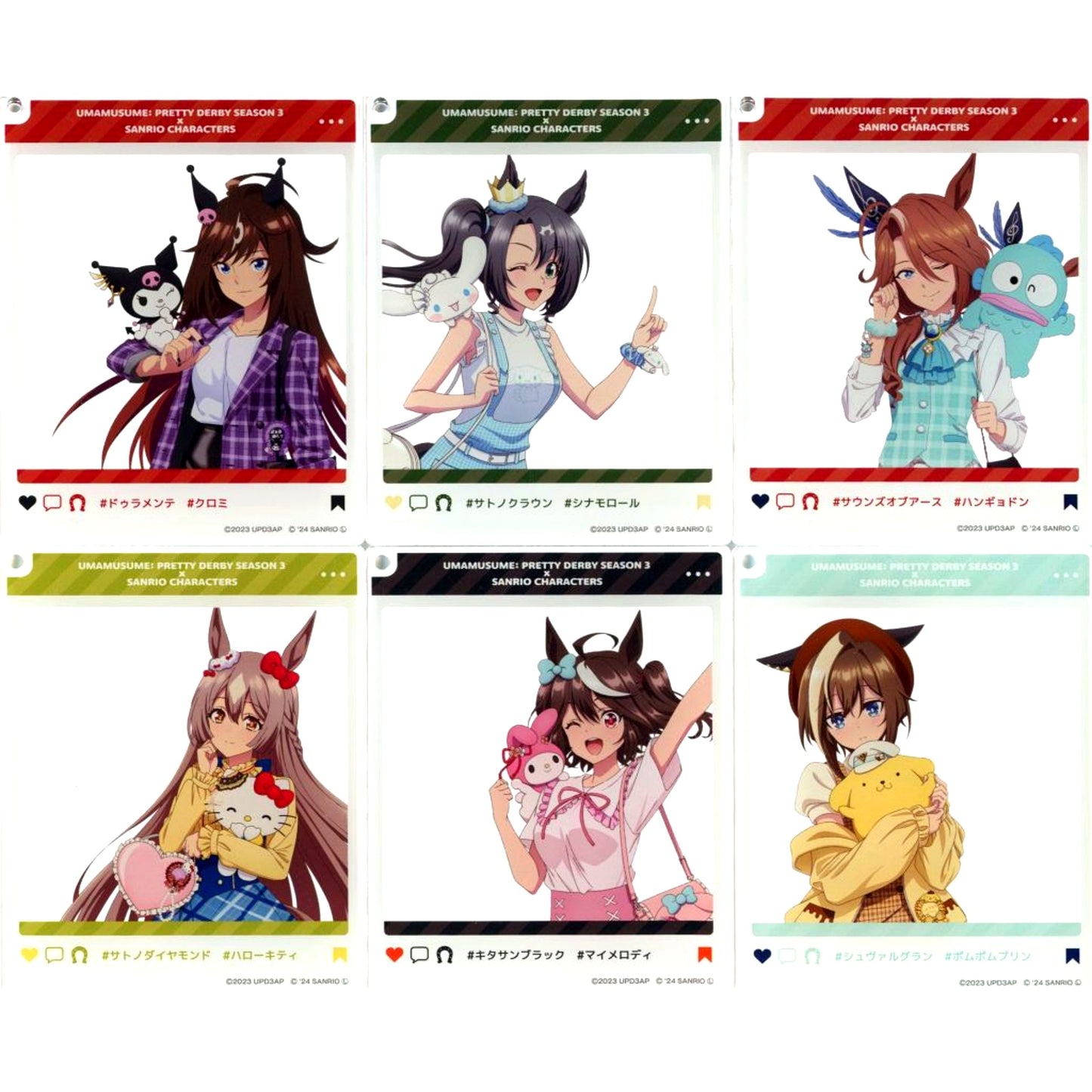 Set of 6 Group Umamusume Pretty Derby Season 3 x Sanrio Characters PremiumShop Odekake Acrylic Keychain [USED]