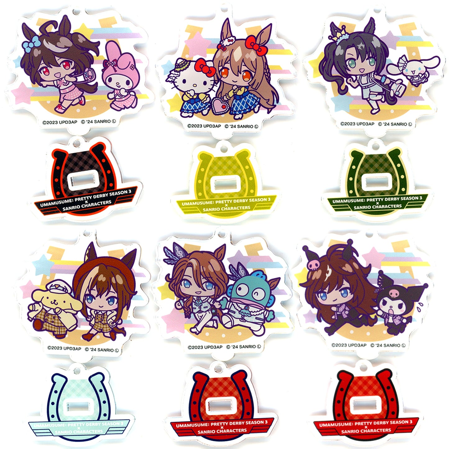 Set of 6 Uma Musume Pretty Derby Season 3 Sanrio Characters Mini Acrylic Stand Keychain Mini Char Ver. PremiumShop [USED]