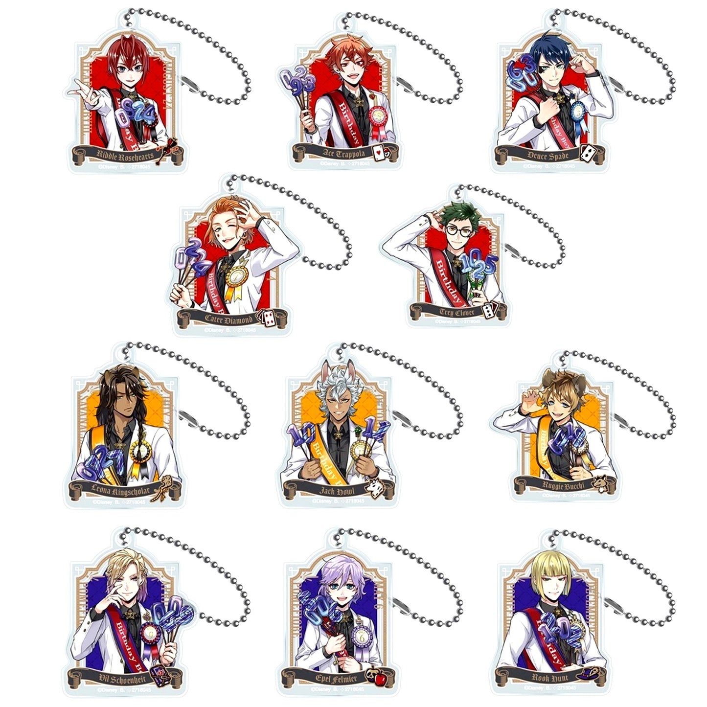 Set of 11 Disney Twisted-Wonderland Capsule Acrylic Charm Vol.1 [USED]
