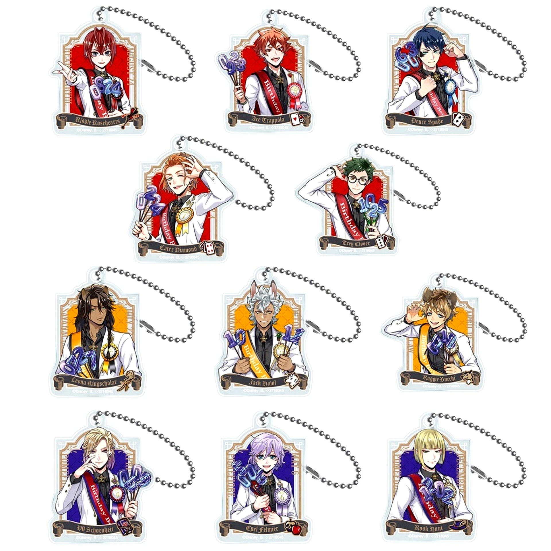 Set of 11 Disney Twisted-Wonderland Capsule Acrylic Charm Vol.1 [USED]