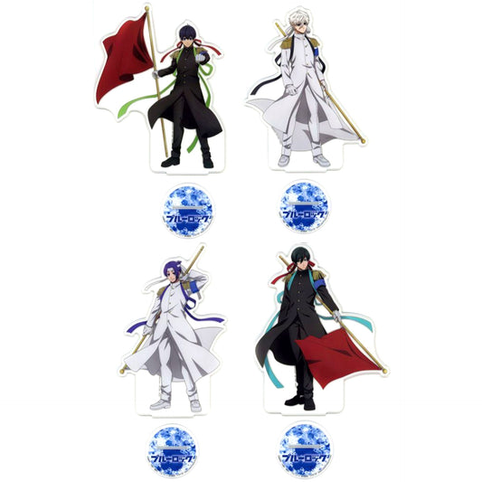 Set of 4 Big Acrylic Stand Red and White Cheering Battle Blue Lock [USED]