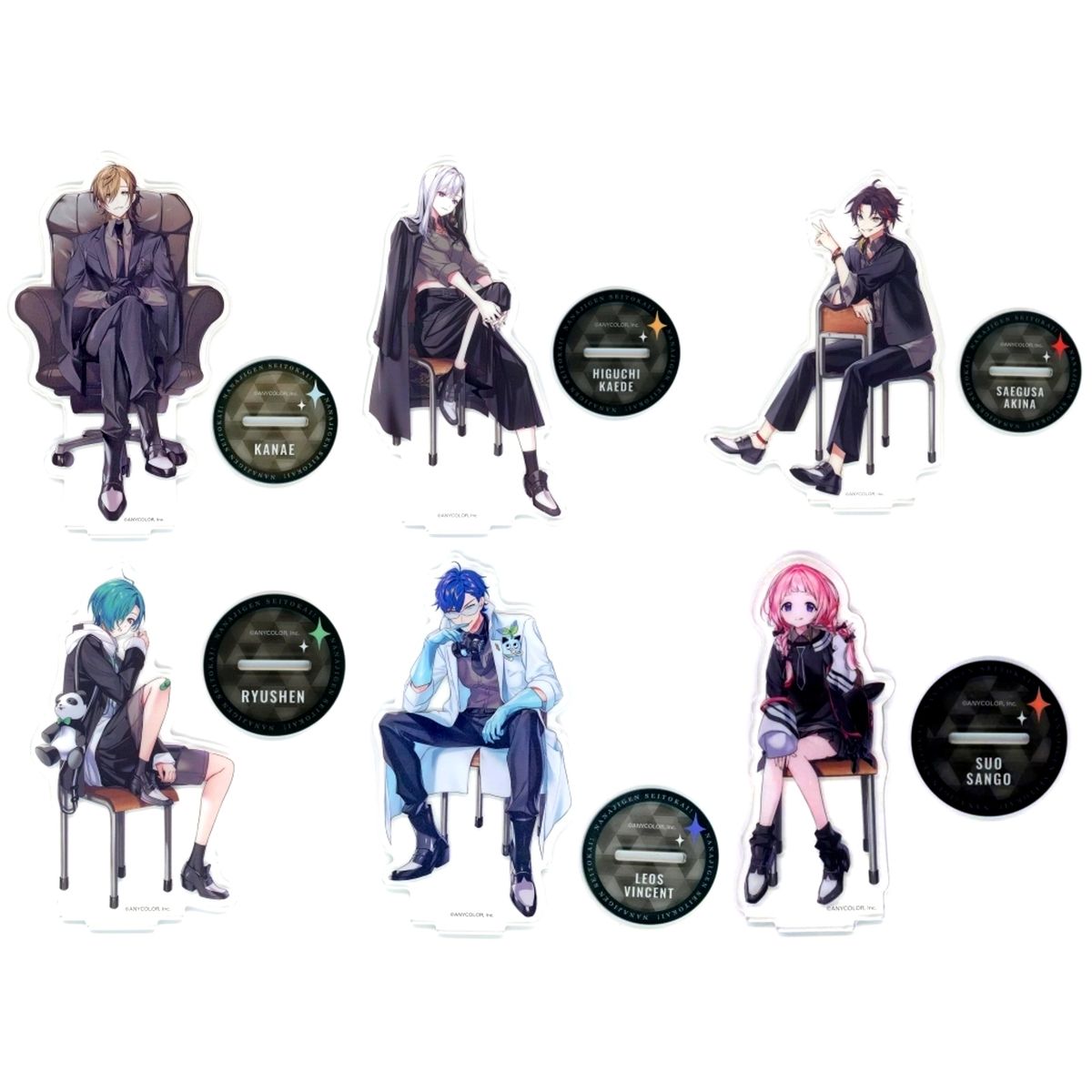 Set of 6 Acrylic Stands Kuji Square Virtual YouTuber Nijisanji Nanajigen Seitokai Kuji C Prize [USED]