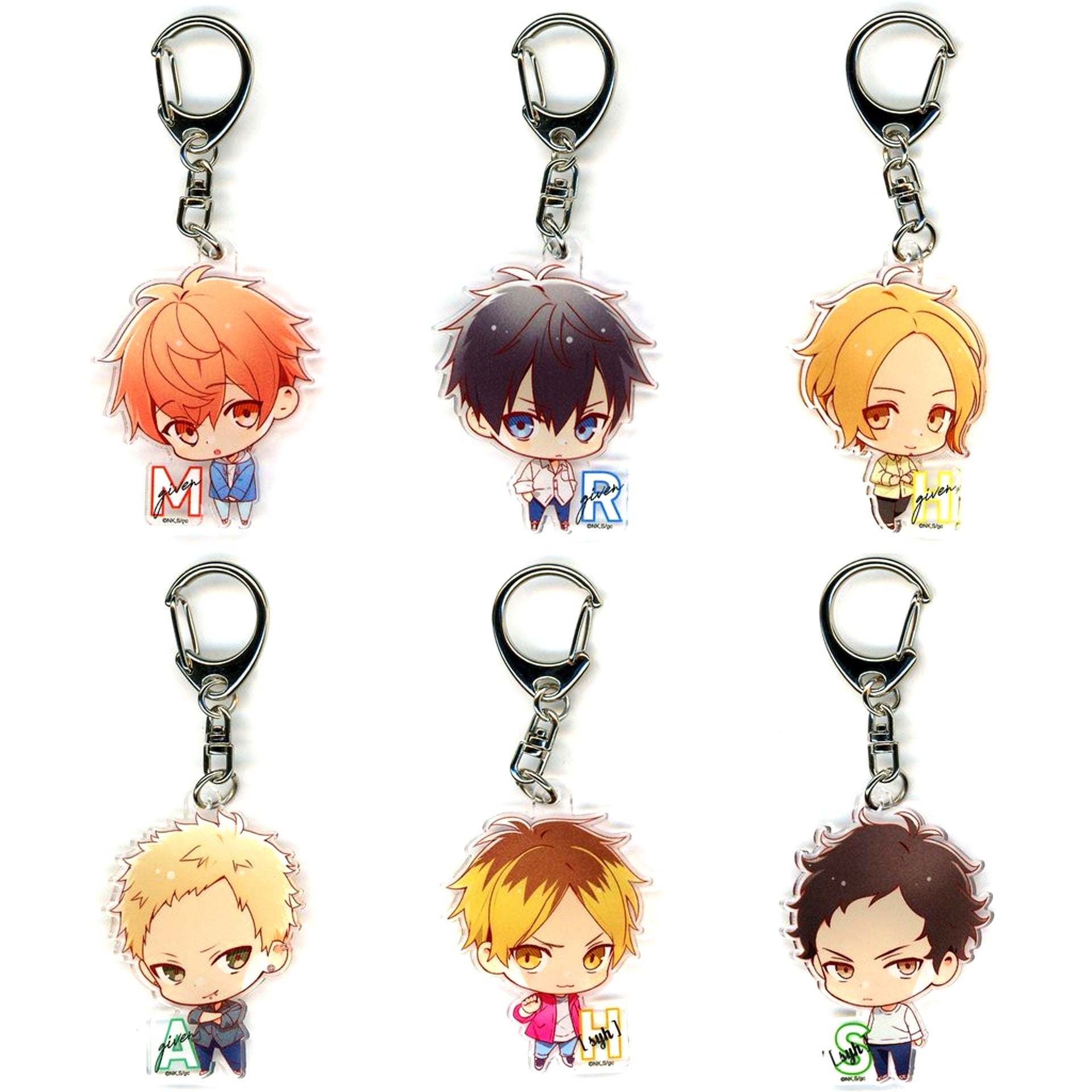 Set of 6 Movie Given Hiiragi mix Trading Initial Keychain [USED]