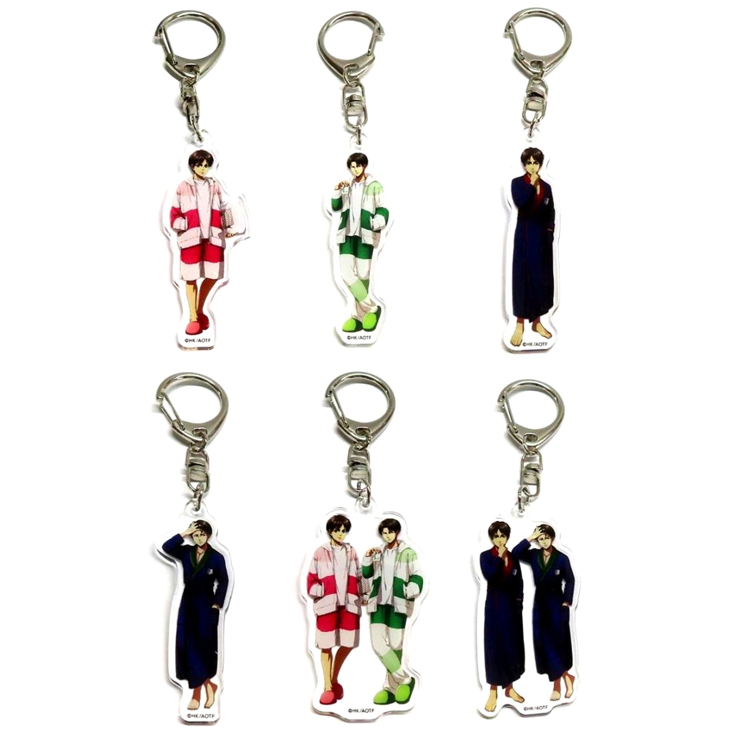 Set of 6 Attack on Titan Acrylic Keychain Room Wear Ver. 01 [USED]