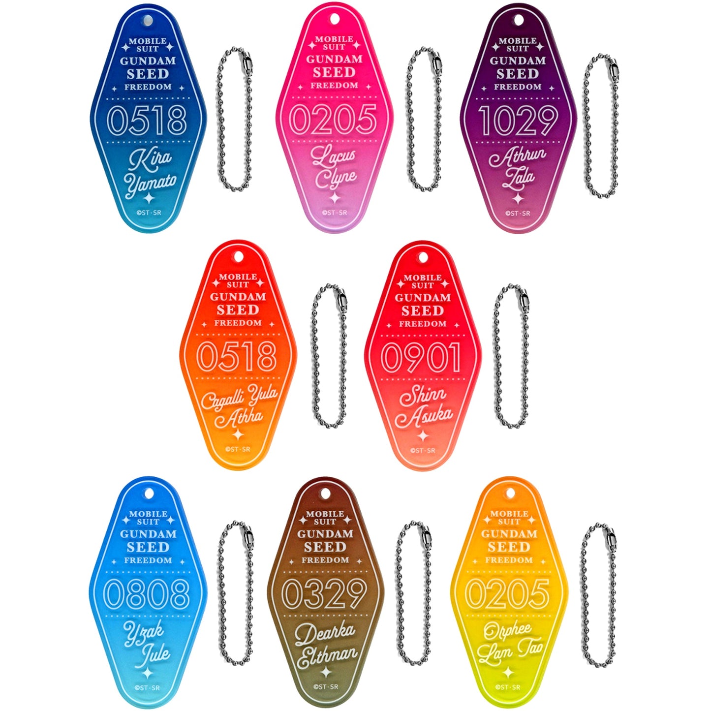 Set of 8 Mobile Suit Gundam SEED FREEDOM Trading Motel Style Acrylic Keychain [USED]