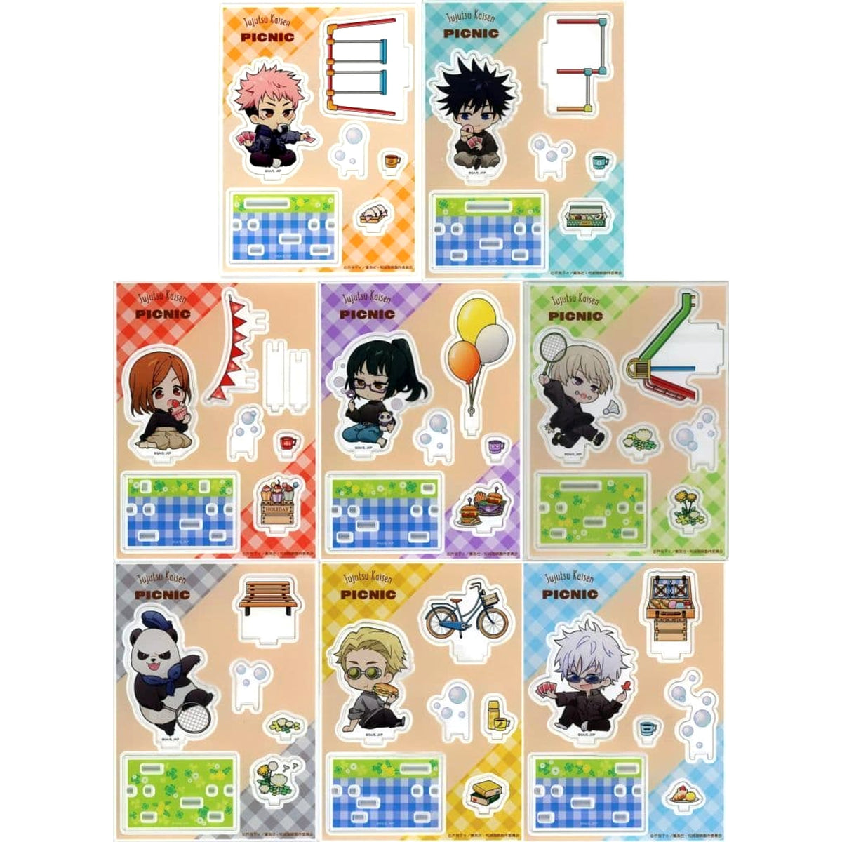 Jujutsu Kaisen Yuji Itadori & Others All 8 Types Set Marukuji Enjoy! Picnic Acrylic Diorama Excellent Luck Acrylic Item [USED]