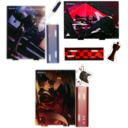 Set of 3 B Prize Acrylic Stand Figure Kujibikido Durarara!! x2 Izaya Orihara Birthday Festival 2024 Kuji Illustration by Yomi [USED]