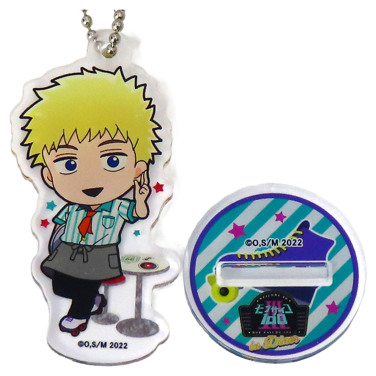 Mob Psycho 100 III Teruki Hanazawa Trading Mini Character Acrylic Stand Keychain Diner Amocafe Limited Keychains [USED]