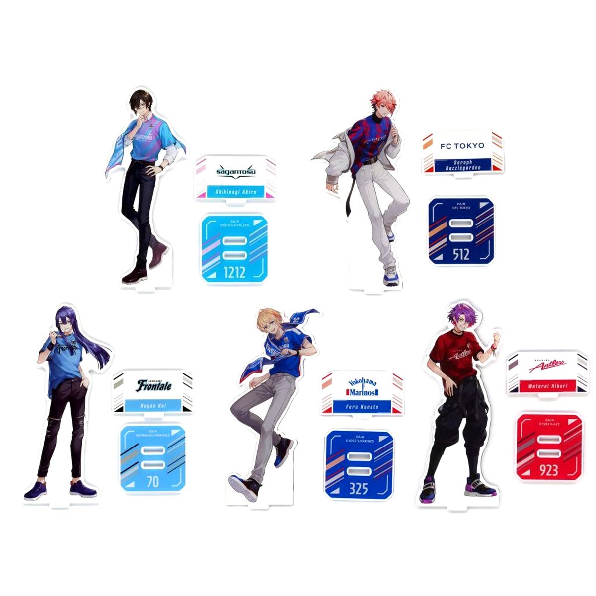 Set of 5 Acrylic Stand Rakuten Collection 2024 J1 20 Clubs x Virtual YouTuber Nijisanji Pattern A Prize B [USED]