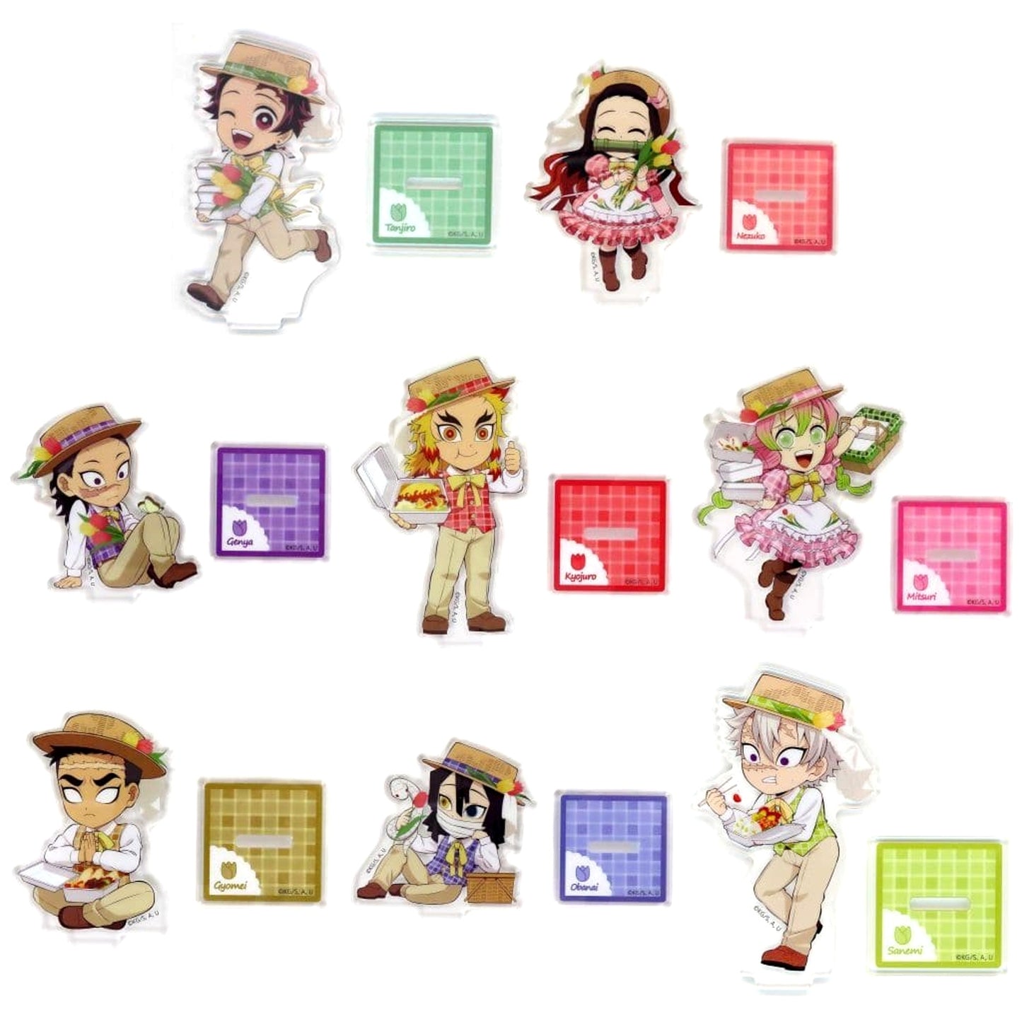 Mitsuri Kanroji & Others Demon Slayer: Kimetsu no Yaiba All 8 Types Set Random Acrylic Stand ufotable Cafe Machi Asobi Cafe Picnic Event 2024 Early Period Limited [USED]