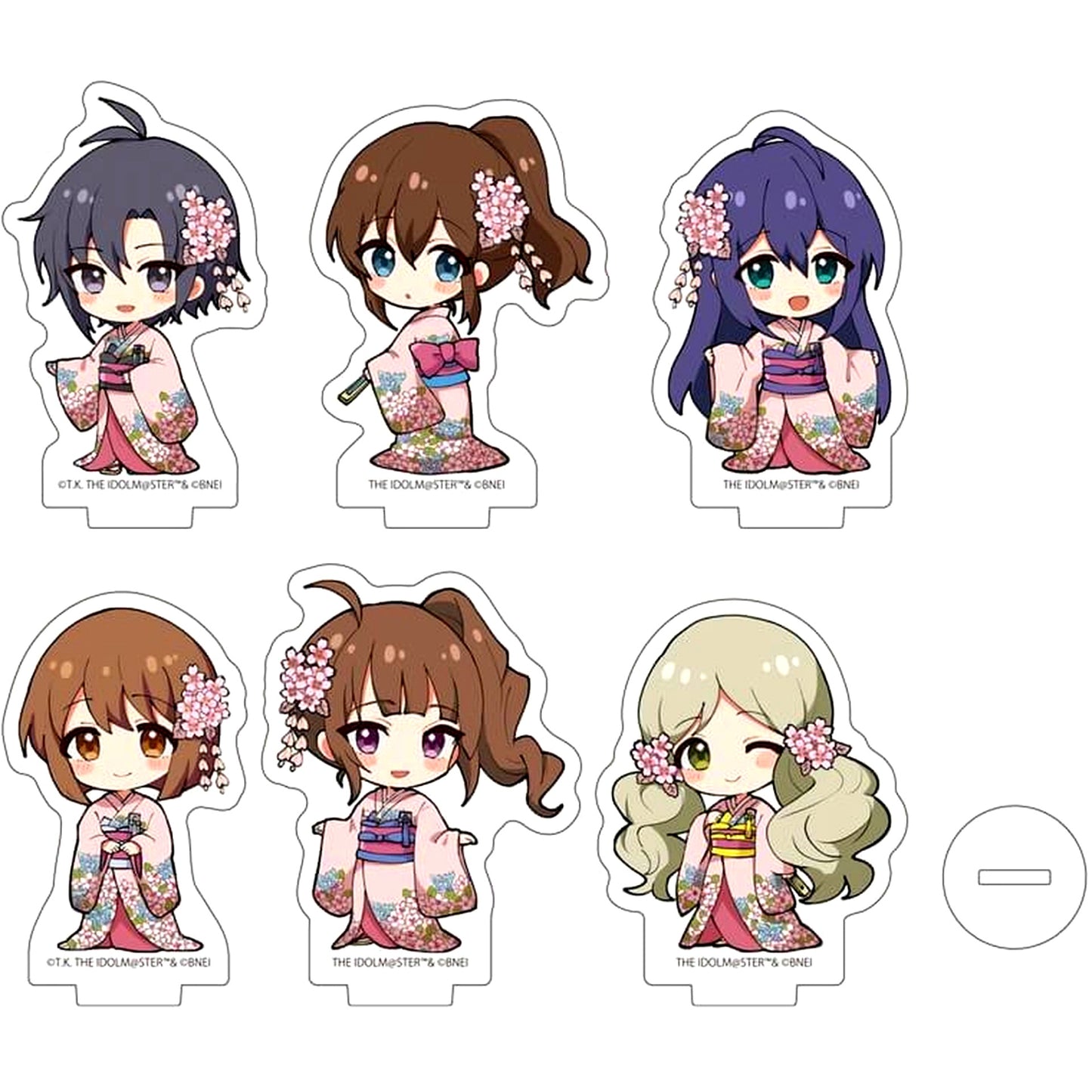 Set of 6 01. Mini Character Illustration Acrylic Petit Stand Sakura Japanese Outfit Version The Idolmaster Million Live! [USED]