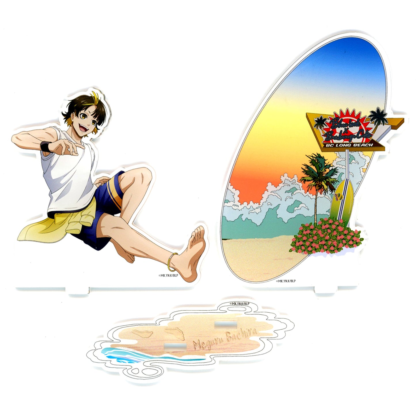 Meguru Bachira Seaside Motif Diorama Acrylic Stand Blue Lock x Bunbougu Cafe [USED]