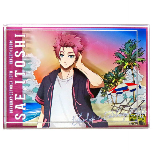 Sae Itoshi Seaside Motif Acrylic Block Blue Lock x Bunbougu Cafe [USED]