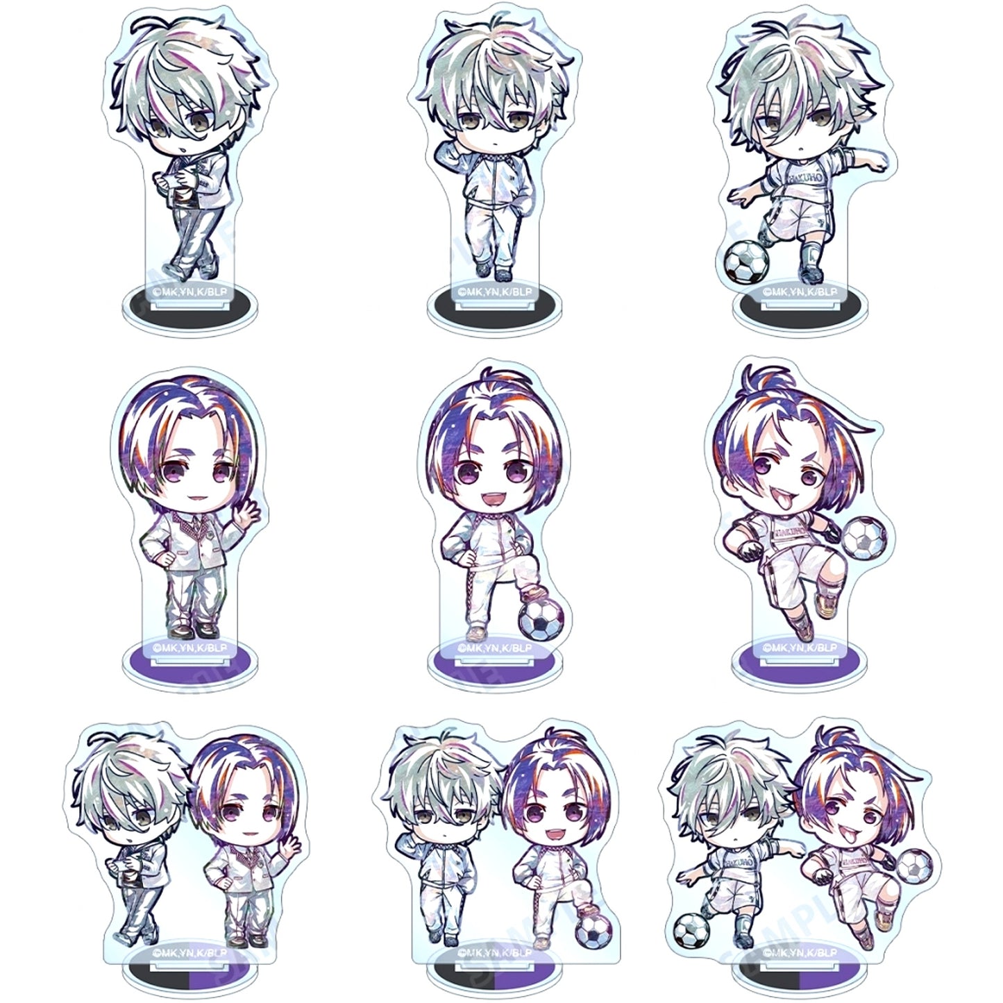 Set of 9 Trading Deformed Ani-Art Acrylic Stand Blue Lock [USED]