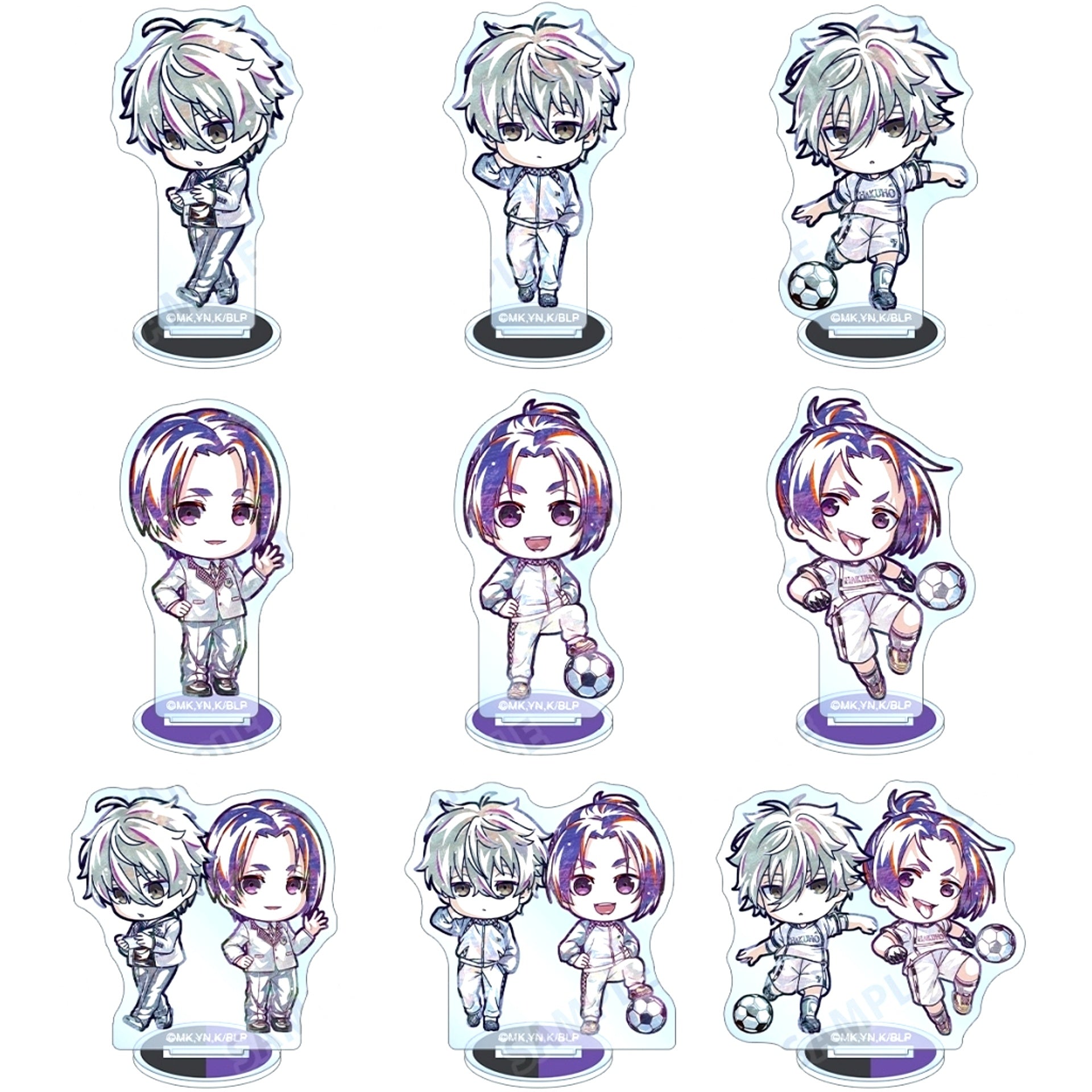 Set of 9 Trading Deformed Ani-Art Acrylic Stand Blue Lock [USED]