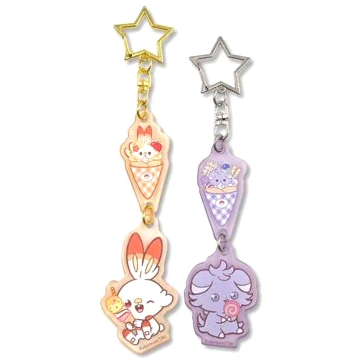 Scorbunny & Espurr Sweets Shop Pokemon Pokepeace Frost Acrylic Keychain Set [USED]