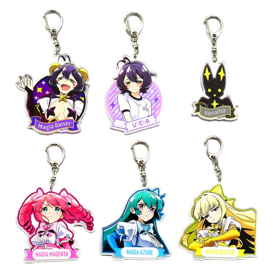 Gushing over Magical Girls Magia Baiser & Others Online Kuji Acrylic Keychain Kujibikido Limited Prize C All 6 Types Set Keychains [USED]