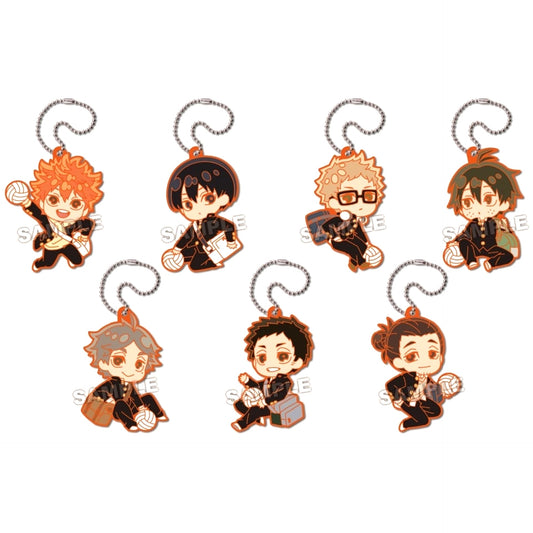 Set of 7 Haikyu!! Deforuba! Plus Karasuno High School Keychain [USED]