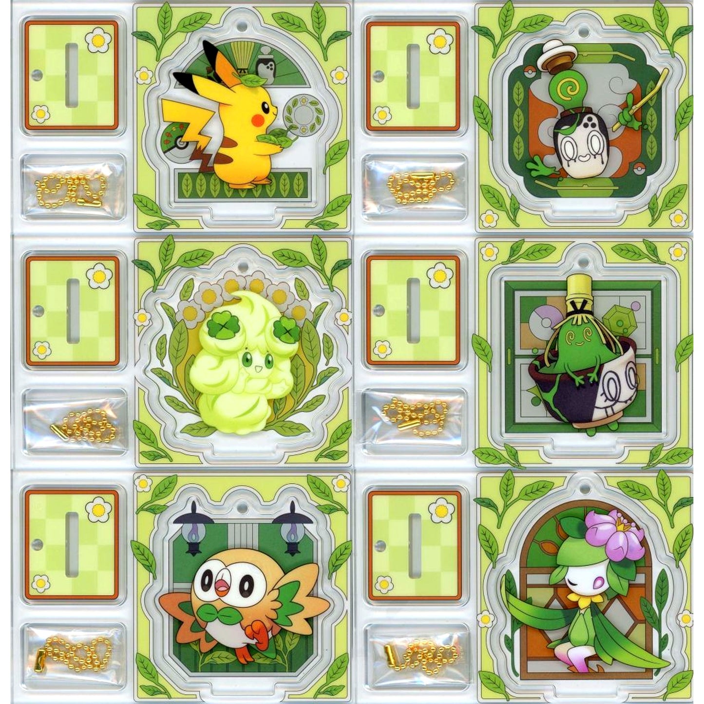 Set of 6 Pokemon Acrylic Charm Collection with Stand Poltchageist Tea House Pokemon Center Limited [USED]