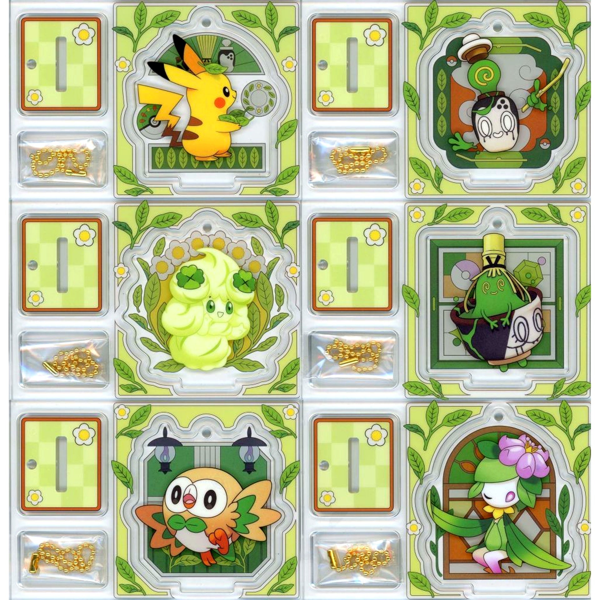 Set of 6 Pokemon Acrylic Charm Collection with Stand Poltchageist Tea House Pokemon Center Limited [USED]