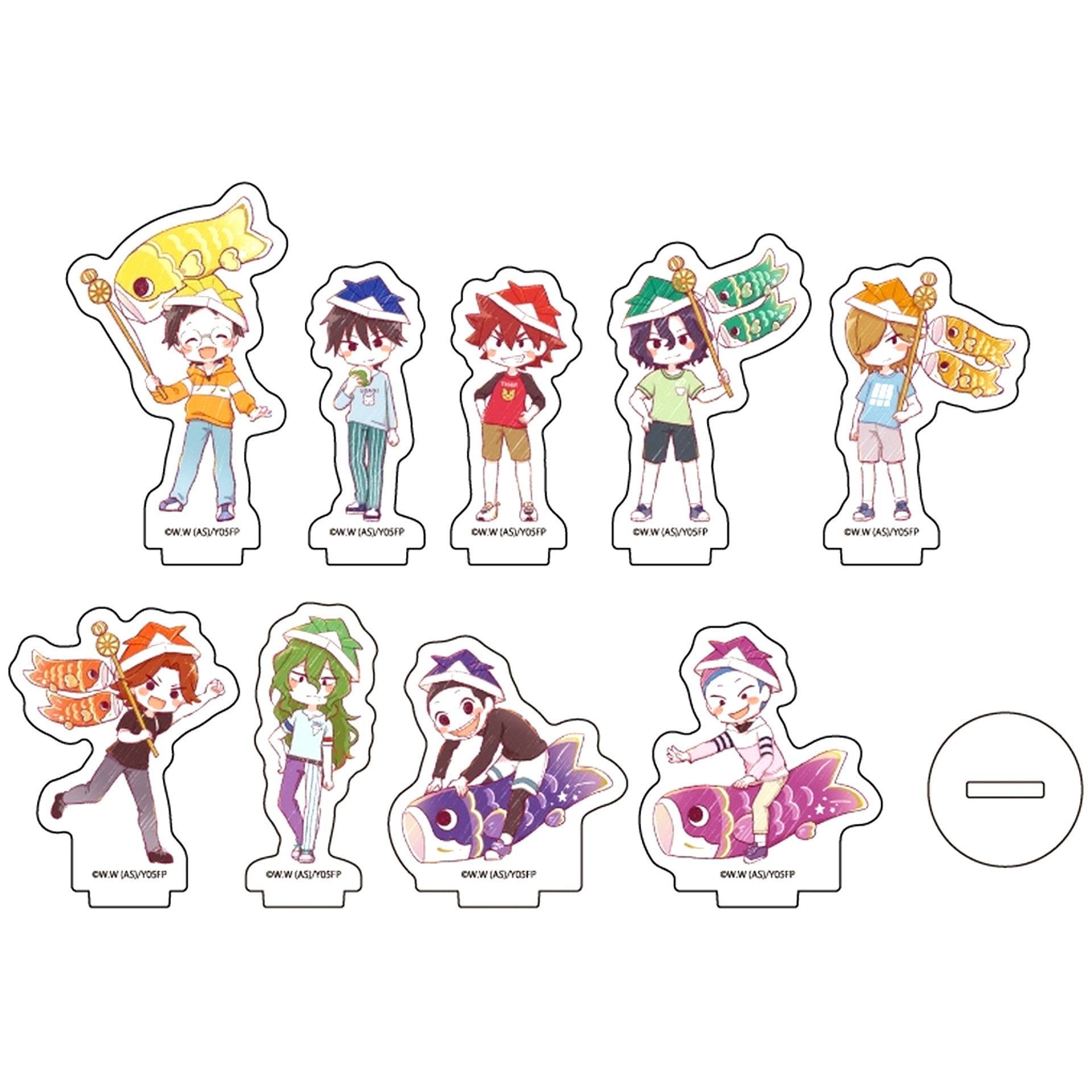 Set of 9 Yowamushi Pedal LIMIT BREAK Acrylic Petit Stand 14. Children's Day Ver. GraffArt Illustration [USED]
