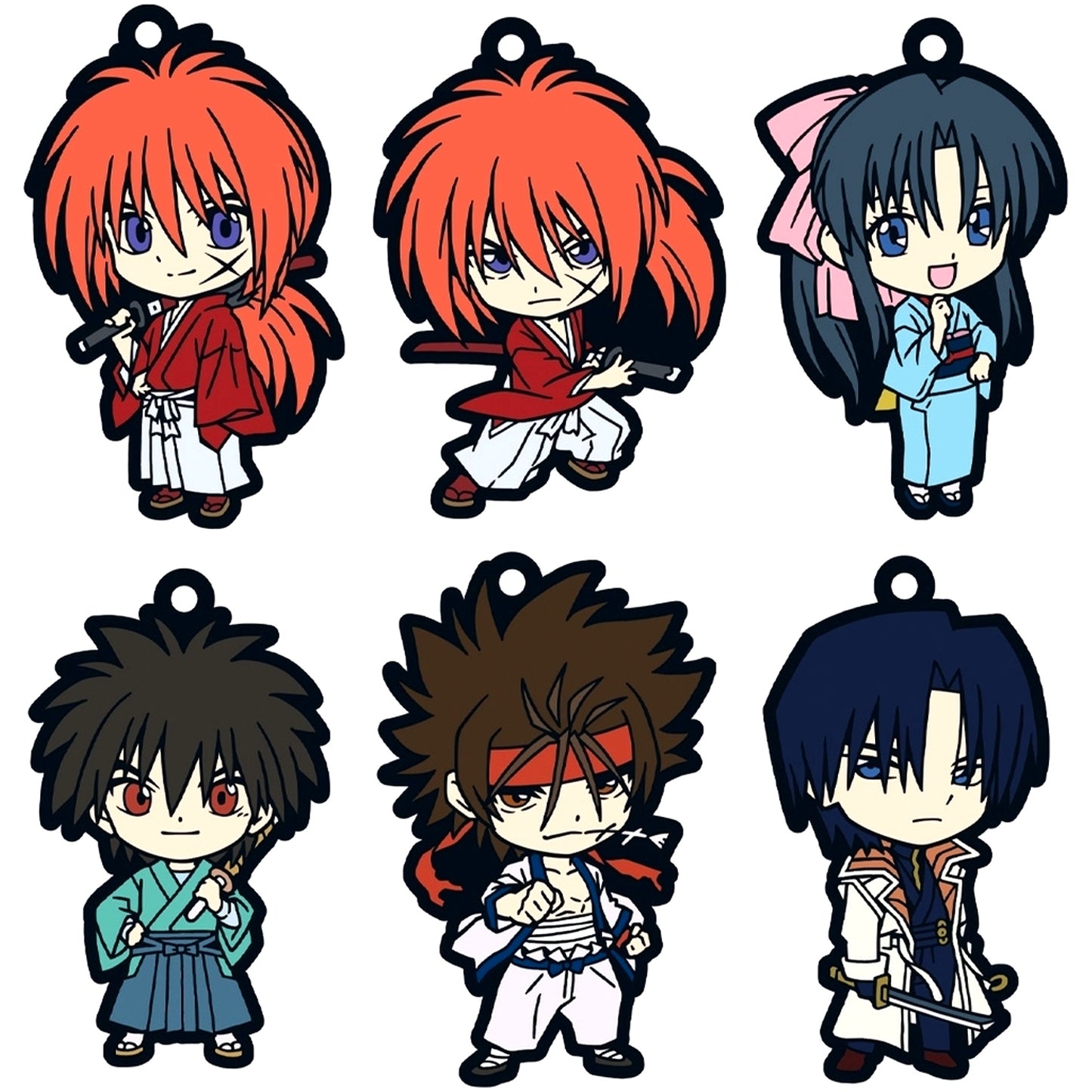 Set of 6 Rurouni Kenshin Meiji Swordsman Romantic Story Rubber Strap Collection [USED]