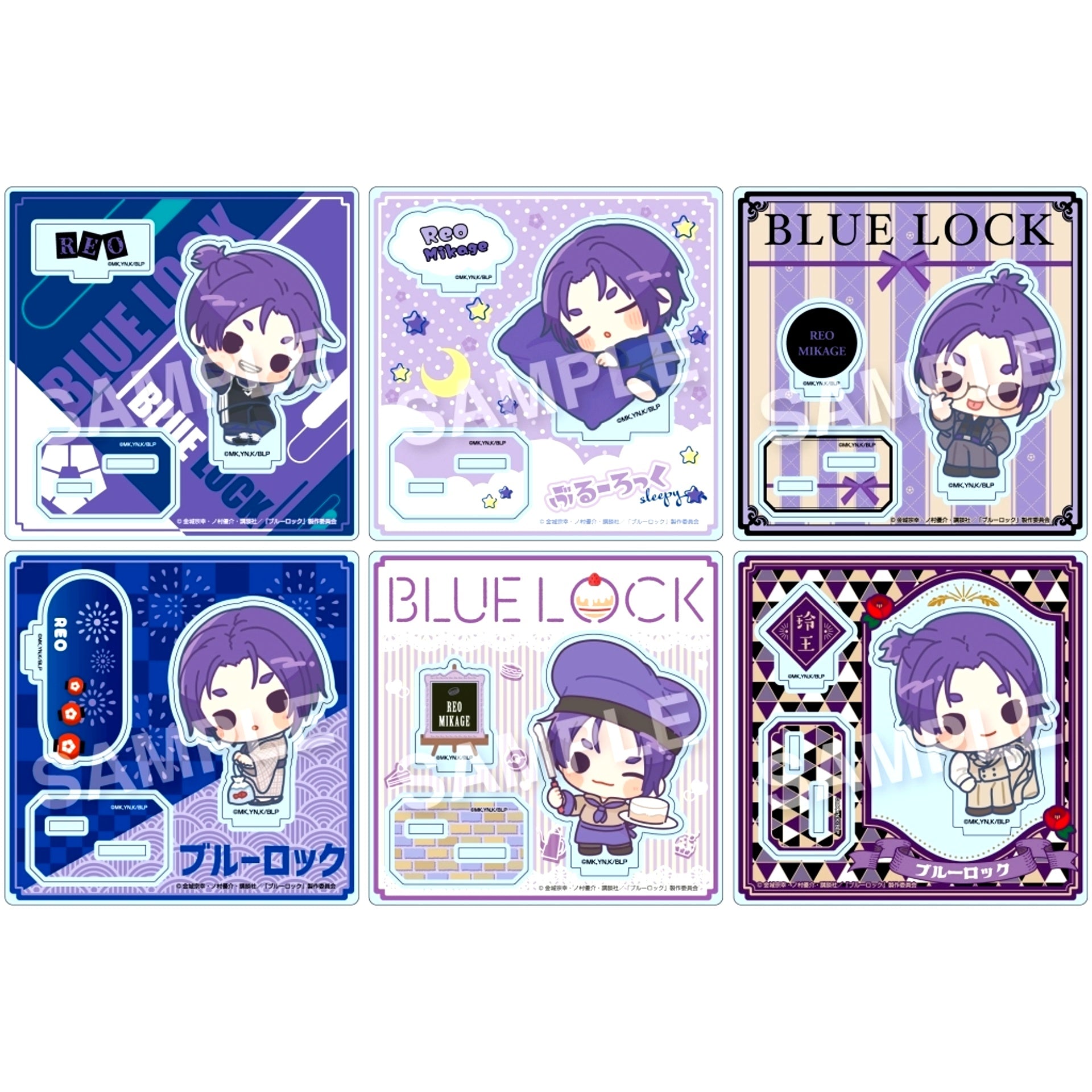 Set of 6 Reo Mikage Blue Lock Select Collection Acrylic Stand [USED]