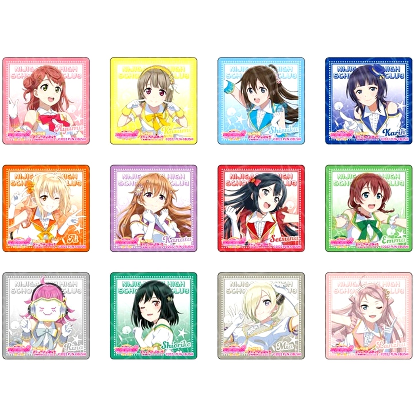 Set of 12 THE Chara CAFE Shinsaibashi OPA x Love Live! Series 2024 Acrylic Block Nijigasaki High School Idol Club [USED]