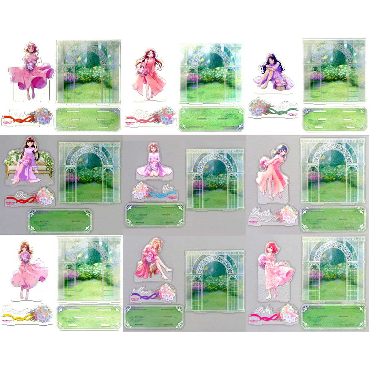 Set of 9 Flower Party Big Diorama Acrylic Stand Love Live! Sunshine!! Molly Fantasy PALO Limited [USED]