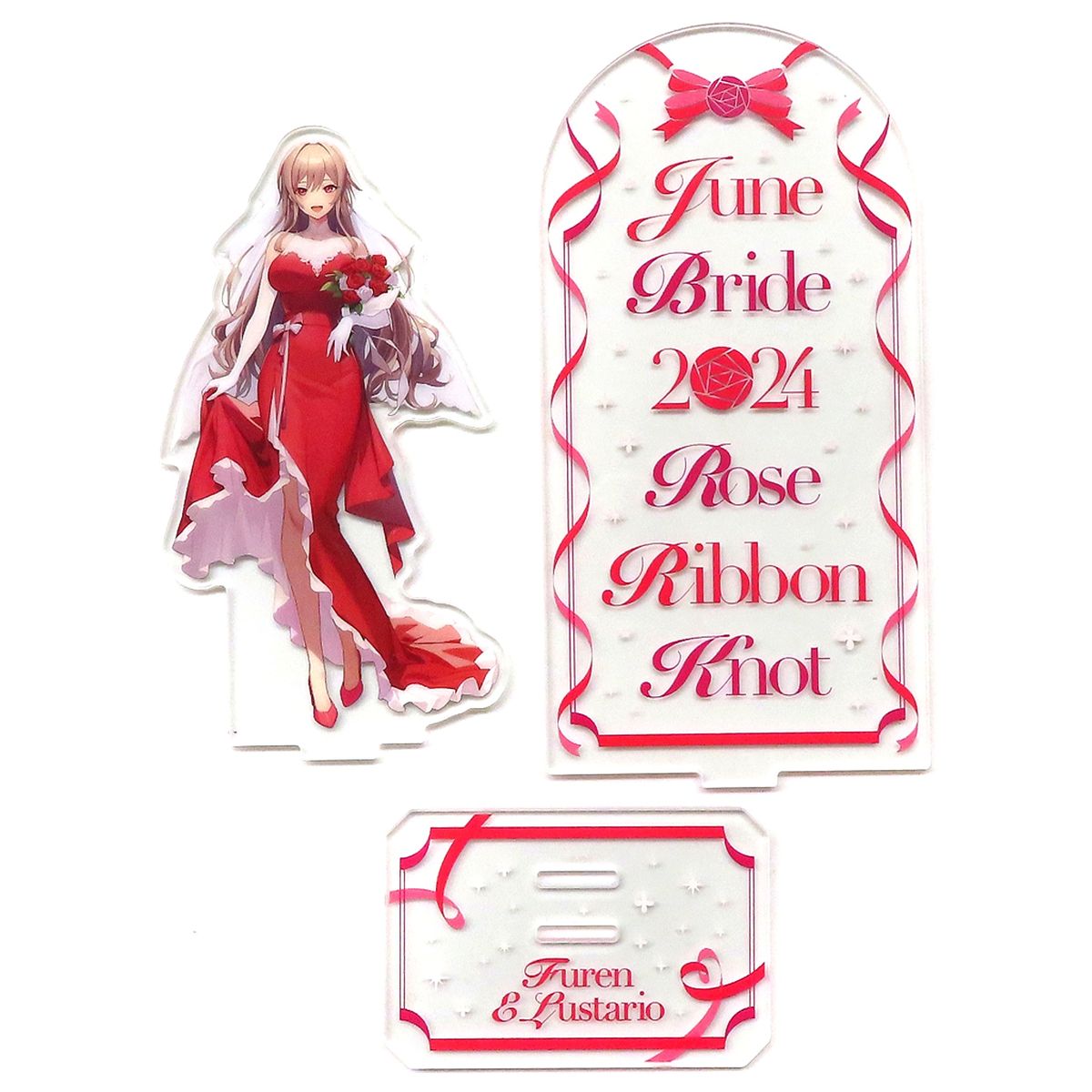 Furen E Lustario Acrylic Stand Virtual YouTuber Nijisanji June Bride 2024 Rose Ribbon Knot [USED]