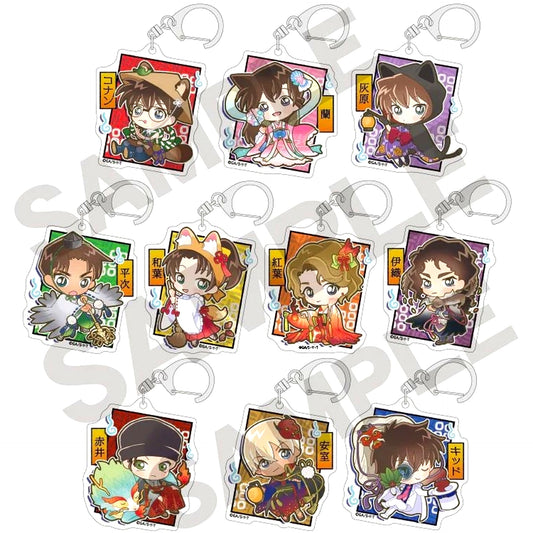 Set of 10 Detective Conan Trading Acrylic Keychain Hyakki Yagyo Mini Chara [USED]