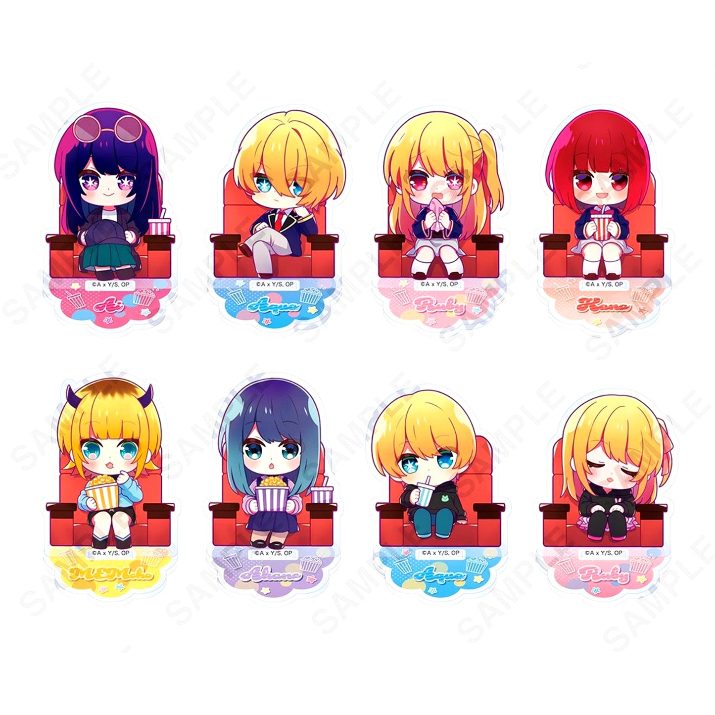Set of 8 Oshi no Ko Trading Mini Char Acrylic Stand Figure Movie Theater Ver. [USED]