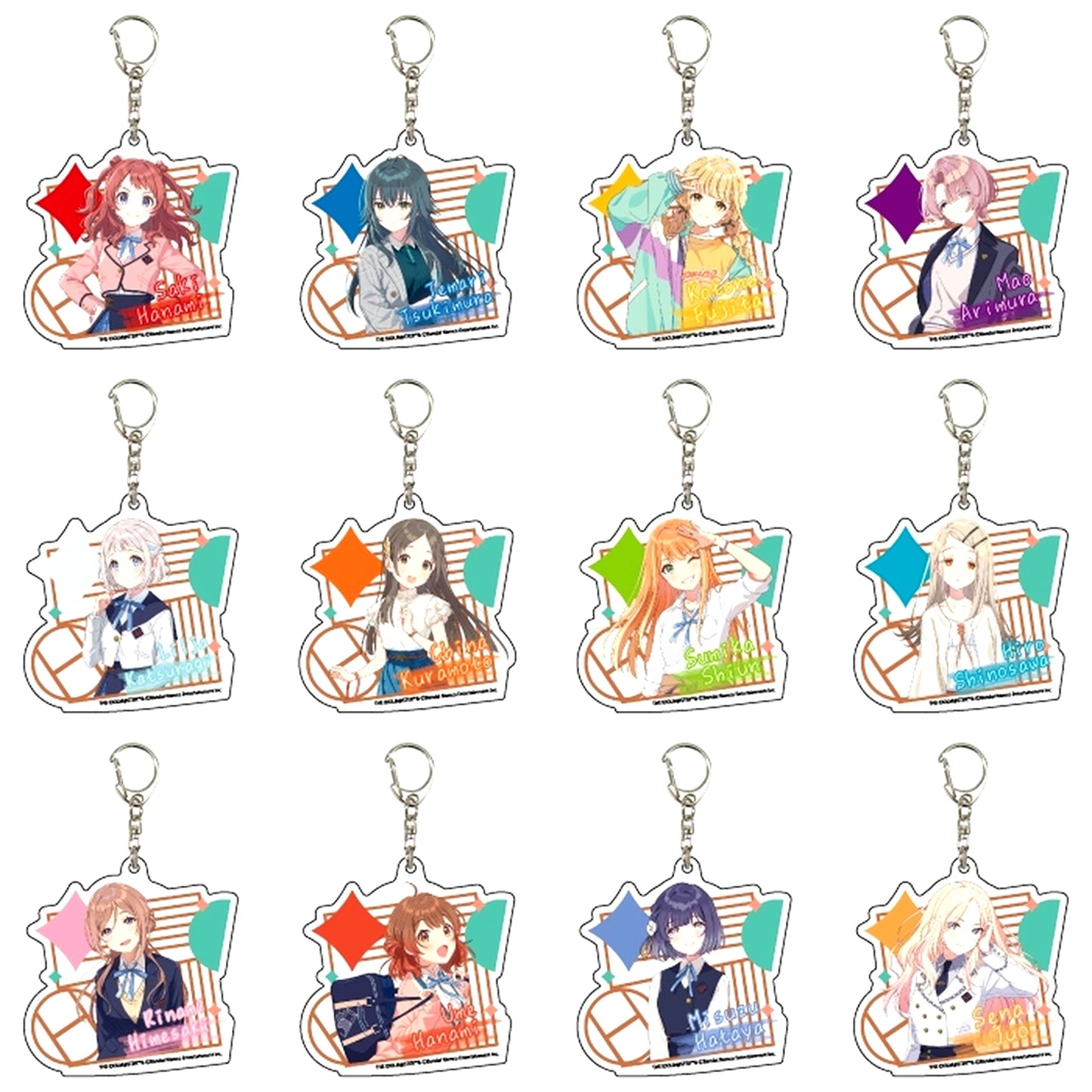 Set of 12 Gakuen Idolmaster Acrylic Keychain 01 Full Body Pop Up Shop in Ikebukuro Sukima Store by eeo [USED]