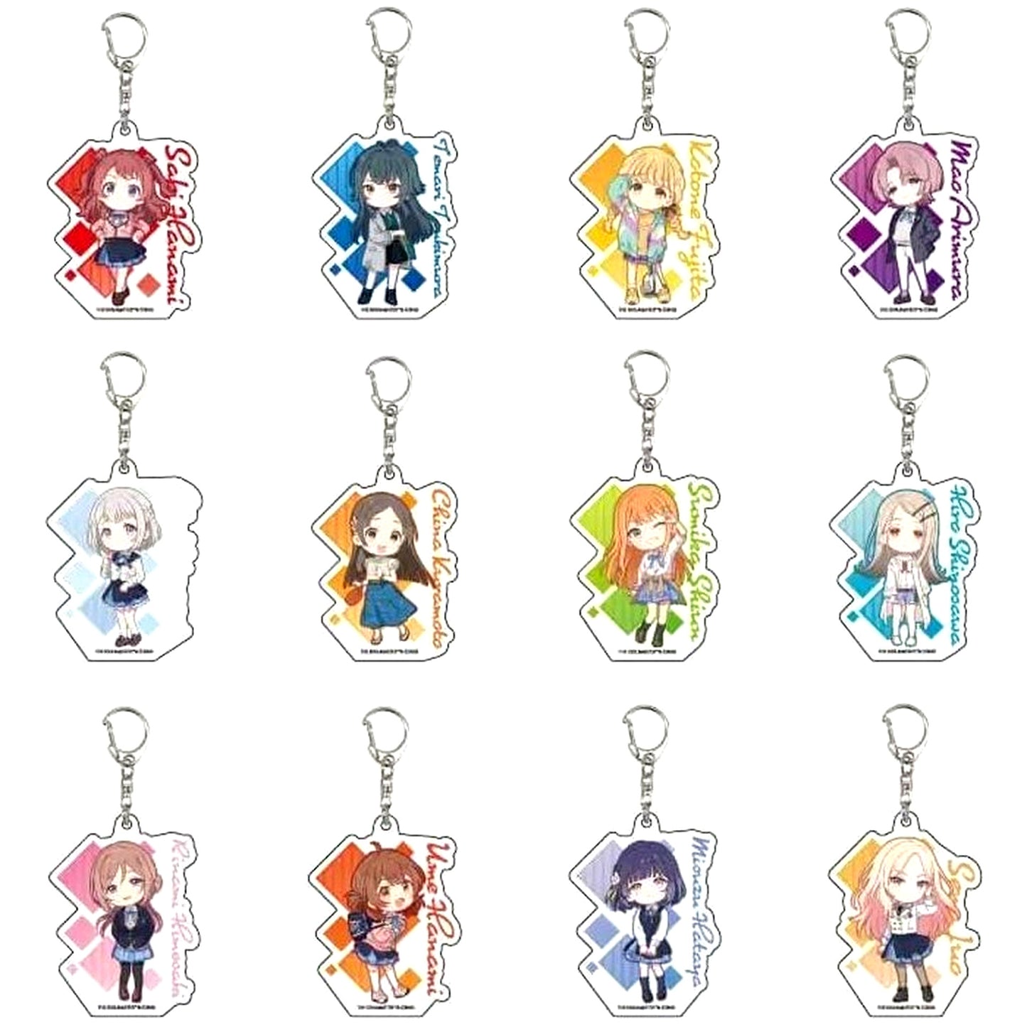 Set of 12 Gakuen Idolmaster Acrylic Keychain 02 SD POP UP SHOP in Ikebukuro Sukima Store by eeo [USED]
