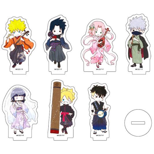 Set of 7 Naruto & Boruto Acrylic Petit Stand 06 Japanese Musical Instruments Ver. [USED]