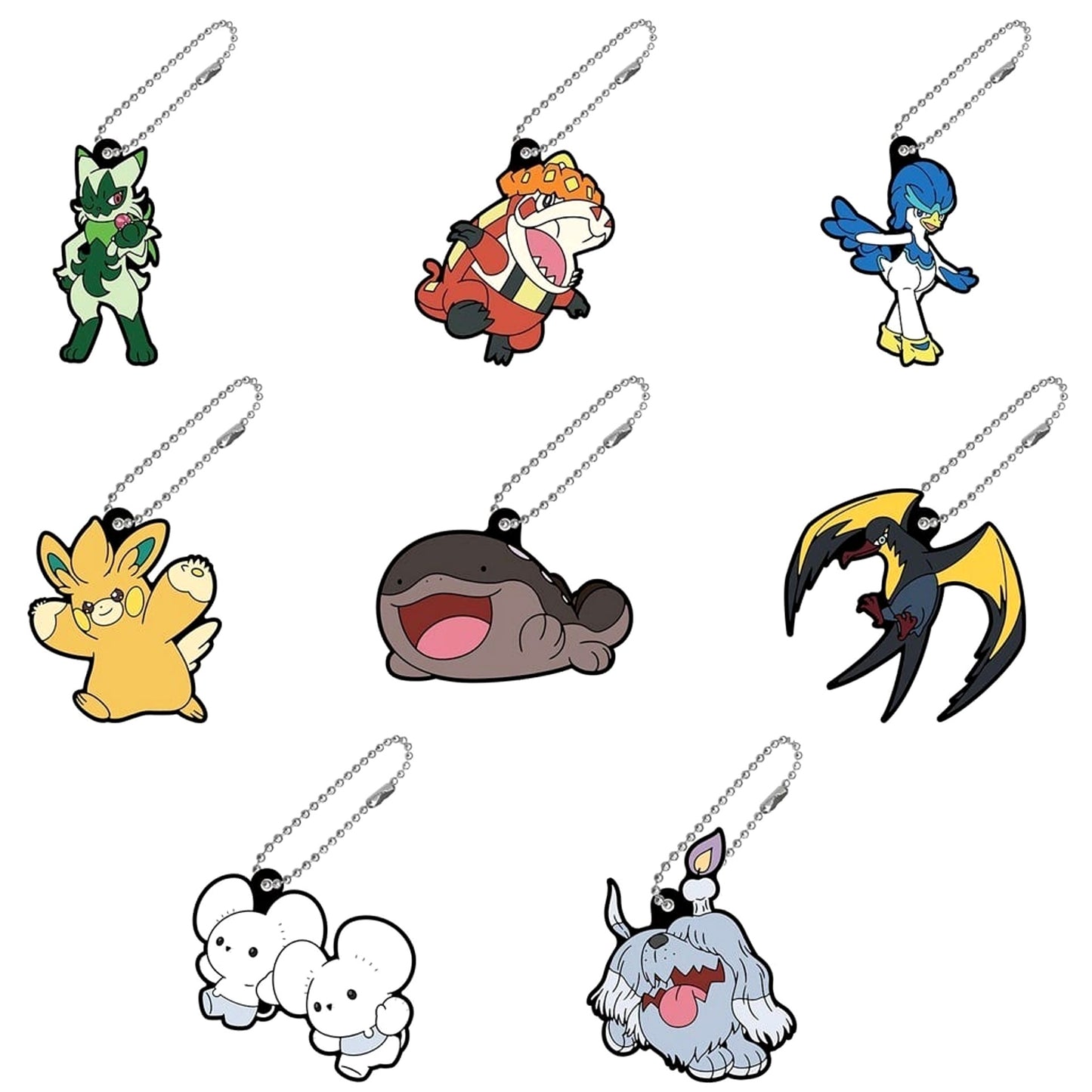 Pokemon Floragato & Others All 8 Types Set Pokemon Rubber Mascot 25 Keychains [USED]