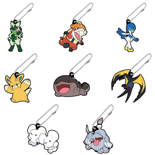 Pokemon Floragato & Others All 8 Types Set Pokemon Rubber Mascot 25 Keychains [USED]